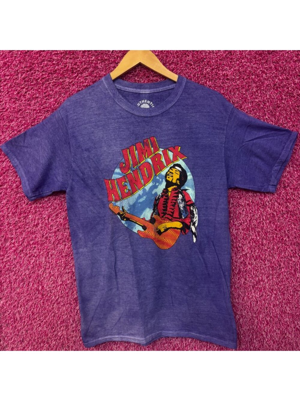 Jimi Hendrix Shredding at Woodstock Psychedelic Rock Tee M
